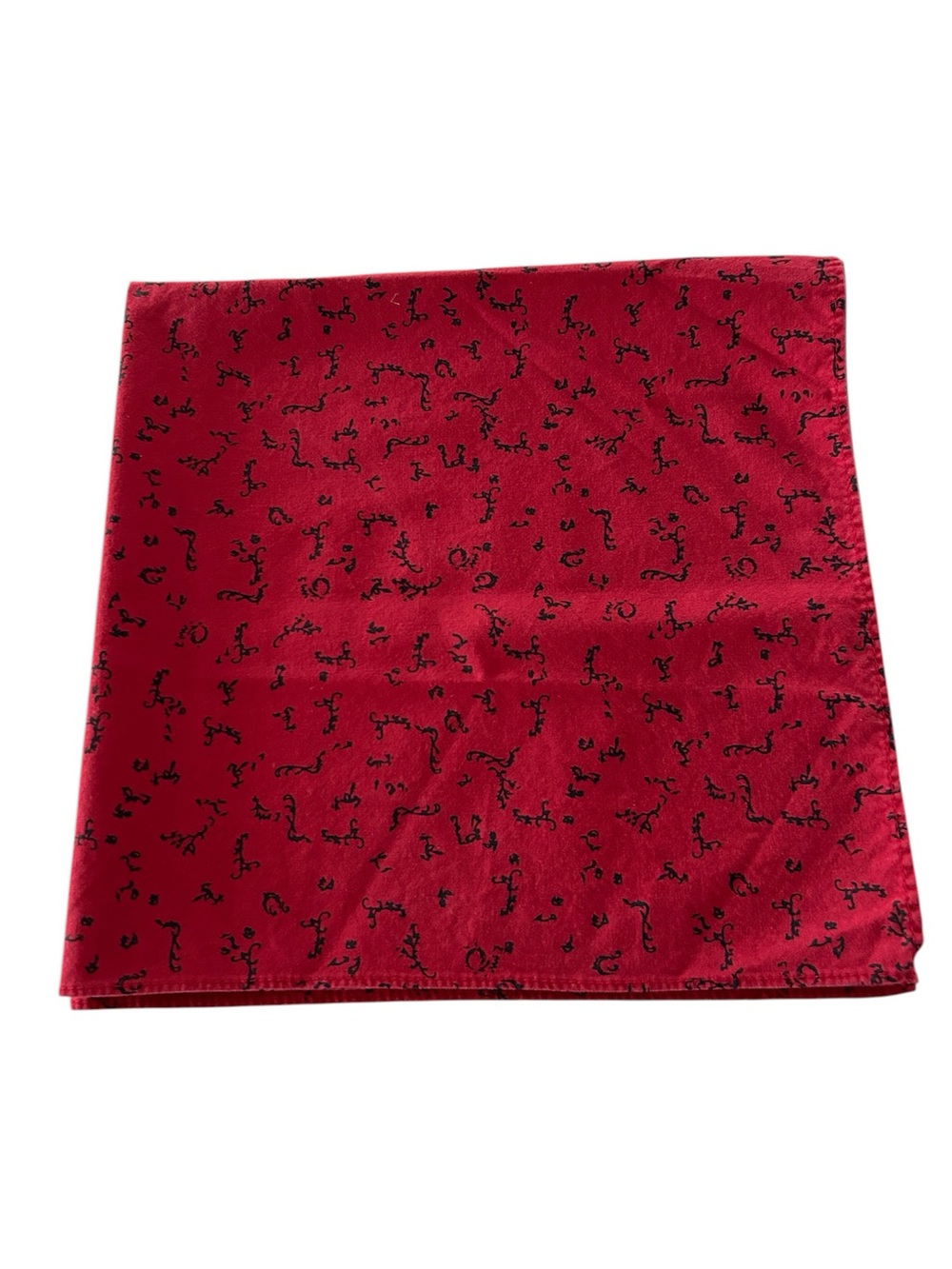 Vintage Y2K Red Ornate Floral Pattern Square Handkerchief Scarf